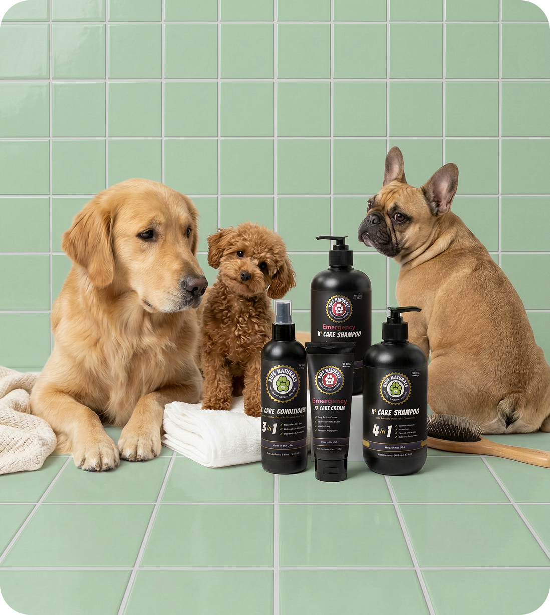 dog with shampoo